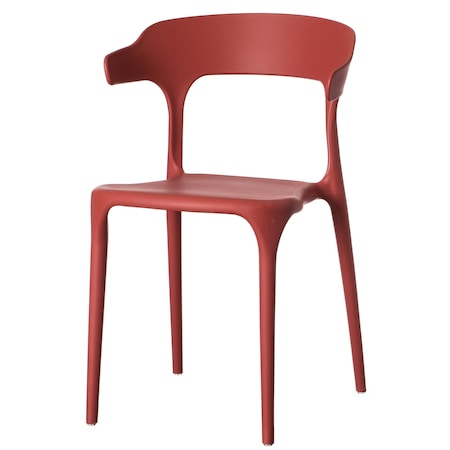 Fabulaxe Modern Plastic Outdoor Dining Chair with Open U Shaped Back, Red QI004228.RD
